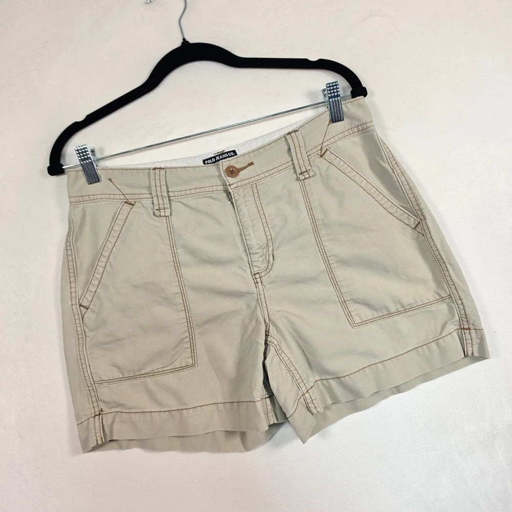 Polo Jeans Co Ralph Lauren Shorts Women's 6 Beige Utility Carpenter Y2K Casual